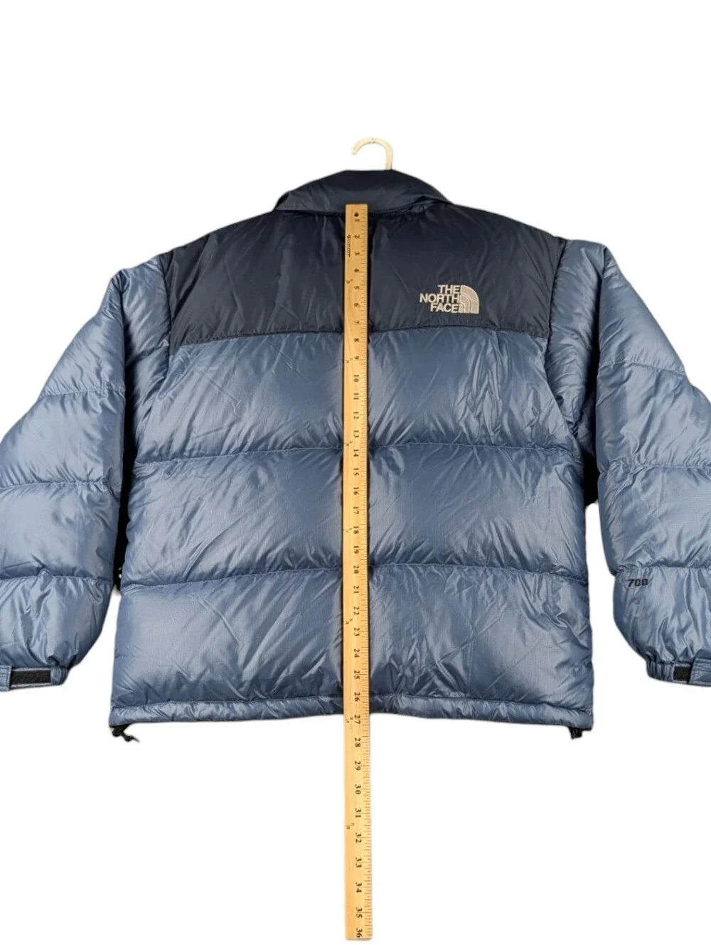 The North Face Nuptse 700 Fill Down Puffer Jacket Blue Black Men's Large EUC